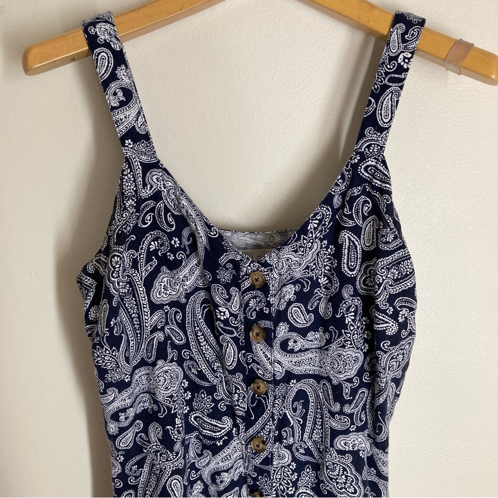 LOFT Blue Paisley Linen Blend Maxi Dress Size 4 - Picture 2 of 8
